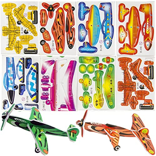 6 x Flugzeuge zum selberbauen┃Gleitflugzeuge Mitgebsel als 3D-Puzzle | Kindergeburtstag | Flieger Spielzeug ┃ Kinder lieben Dieses Glider Basteln