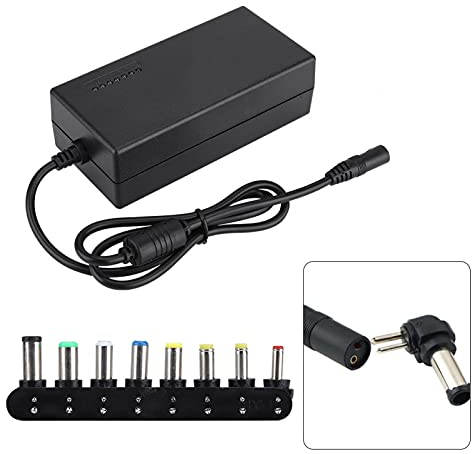 ASHATA Fuente de Alimentación Universal,12V-24 Portátiles Y Netbooks Fuente de Alimentación Universal Cargador/Adaptador de CA,para Viajes, Negro