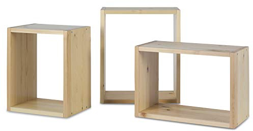 Homestyle4u 1904, Wandregal 3er Set, Schweberegal Hängeregal, Regal Holz Natur