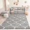 VIMODA Hochflor Teppich Muster Shaggy Marokkanisch Rauten Deko Wohnzimmer Grau Creme weich Robust Ethno, Maße:120x170 cm