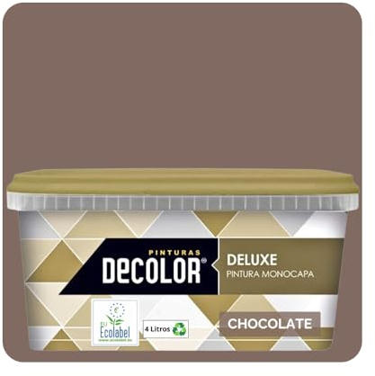 DELUXE Pintura de Interior Monocapa Mate. 4 Litros. Ecológica con Certificado Ecolabel. CHOCOLATE