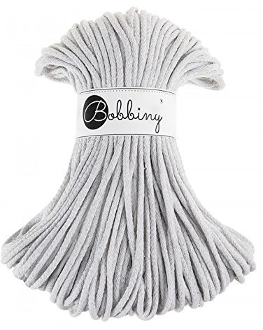 Bobbiny Premium Cords 5 mm - Rope-Garn 100 m 100% Baumwolle (Light Grey)
