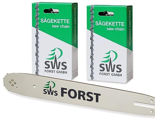 45cm SWS Forst GmbH Schwert Set mit 2 Vollmeißel Sägeketten 3/8 68TG 1,5mm kompatibel mit Husqvarna 185