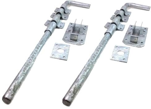 2pcs Drop Down Bolts for Gates, Gate Drop Bolts, Heavy Duty Gate Bolt - Gate Drop Bolts for Wooden Gates - Stable Door Bolt - Galvanised Gate Bolt, Garage Door Bolts - (24)