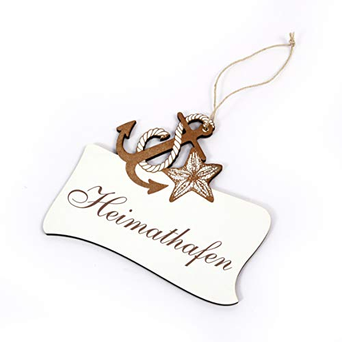 Maritimes Schild HEIMATHAFEN - Seestern Anker Deko - 20 x 16,5 cm