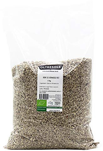 Oltresole, Semi di Girasole Decorticati Biologici 3 Kg, Semi Oleosi Bio Crudi, Sgusciati, Non Tostati e Non Salati, Ricchi di Fibre e Nutrienti, Ideali come Snack o per Ricette