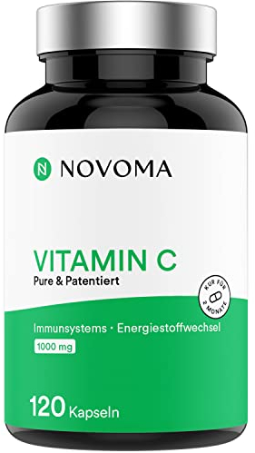 NOVOMA Vitamine C 1000mg Quali®-C, 120 gélules, Dosage Puissant & Ultra Pur, Système Immunitaire & Réduction de la Fatigue, Forme Naturelle Acide L-Ascorbique, Fabriqué en France