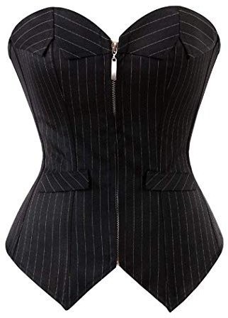 Kelvry Women Basques Stripes Overbust Lace Up Boned Bustier Corset Top Clubwear Plus Size