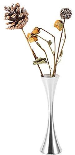 Agatige Mini Vase Soliflore à Fleurs en Acier Inoxydable, 17cm de Haut Petit Vase Argenté Organisation de Bouquets pour Décoration de Maison, Salon, Bureau et Centres de Table