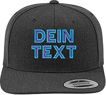 TS Snapback Cap, Basecap, Cape, Kappe, Baseballmütze, Mütze Customized, individualisiert, selbst gestaltet mit eigenem Text Namen besticken Lassen (Dunkelgrau)