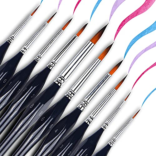 Artina Set de 10 Premium pinceaux Bilbao – Pinceaux Fins d'artiste pour Peintre au Details pour Peinture de modèles réduits, de Miniatures et modélisme – avec poignée Ergonomique - Bleu