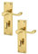 Haven Heritage Door Handle Victorian Scroll Bath Lock Electro Brass Plated Bathroom