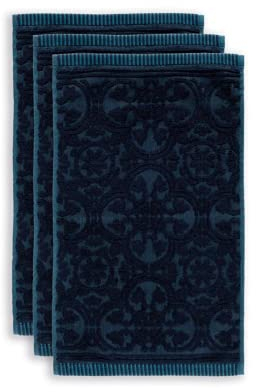 PIP Studio Studio Gästetuch-Set Tile de 3X Farbe Dunkelblau, Größe 30x50 x 3, 3x 30x50cm