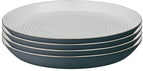 Denby - Impression Charcoal Blue Dinner Plates Set of 4 - Dishwasher Microwave Safe Crockery - Ceramic Stoneware Tableware Large Plates For Lunch & Dinner