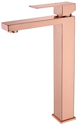 Badarmatur Deckmontage 304 Edelstahl-Waschtischarmatur Kalt- und Warmwasser-Waschtischarmatur, Roségold