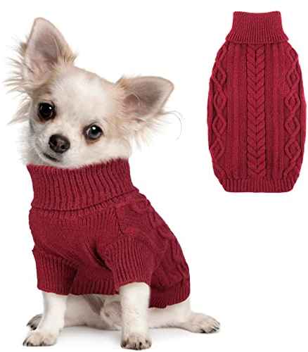 Hjumarayan Hundepullover - Warme Weihnachtspullover Hund mit Beinen Hundepullover Weihnachten Schöner Hunde Pullover mit Geschirrloch Hundepulli für Kleine Mittelgroße Hunde (Rot S)