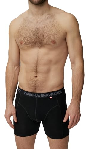 DANISH ENDURANCE Merino Boxershorts Herren (1er|2er Pack), Merino Unterwäsche Herren, Mit oder ohne Eingriff, Schwarz Melange, L