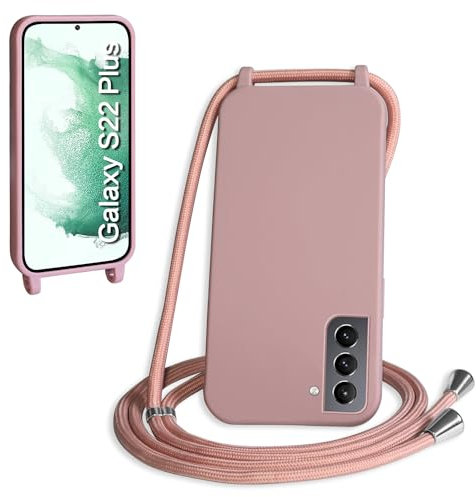 WenBaby Coque avec Cordon pour Samsung Galaxy S22 Plus,Collier pour Étui bandoulière Colliers de cellulaire Mince Antichoc Réglable Lanyard Silicone Case,Couleur Lotus