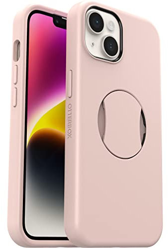 OtterBox iPhone 14 and iPhone 13 OtterGrip Symmetry Series Case - MADE ME BLUSH (Pink), built-in grip, sleek case, snaps to MagSafe, raised edges protect camera & screen
