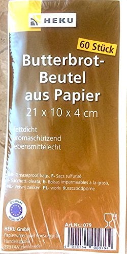 HEKU 079 Butterbrotbeutel 10x21cm Brotbeutel Papier 60 Stück