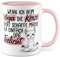 Yoga Tasse Humor Kaffeetasse mit lustigem Spruch Teetasse Yogalehrer Geschenk Joga Witz Kerze Teelicht Kaffee-Becher Meditation Geschenkidee Yogafan Lama Yoga-Motiv (Weiß/Rosa)