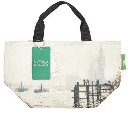 ECO CHIC Lightweight Foldable Insulated Lunch Bag Water Resistant Cooler Bag (The Thames Below Westminster by Claude Monet)