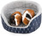 ONEJU Meerschweinchen Bett, ovales kuschelhöhle, abnehmbare Unterlage, ideal Meerschweinchen Zubehoer für kleine Haustiere, Kuschelschalenform, dunkelblau, Blätter Muster