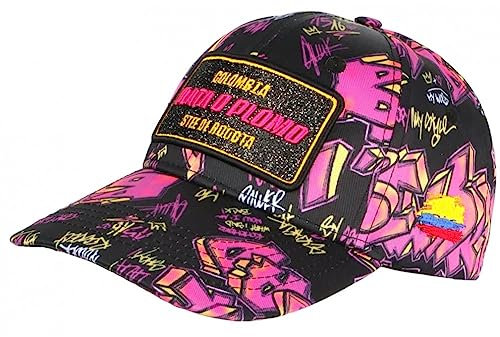 Casquette Plata o Plomo Rose et Noire Strass Colombia Baseball - Taille Unique - Rose