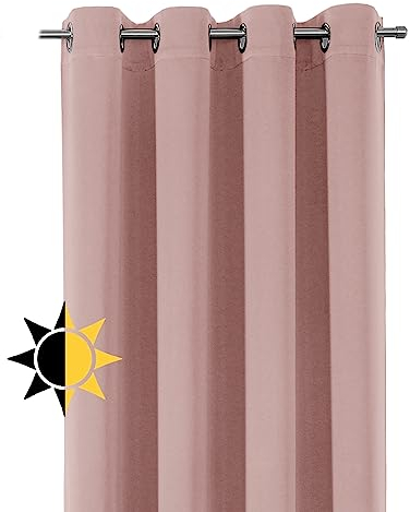 Verdunkelungsgardine mit Ösen, Blackout Ösenschal Blickdicht abdunkelnd, Größe und Farbe wählbar (Breite: 300 cm, Höhe: 245 cm, Altrosa)