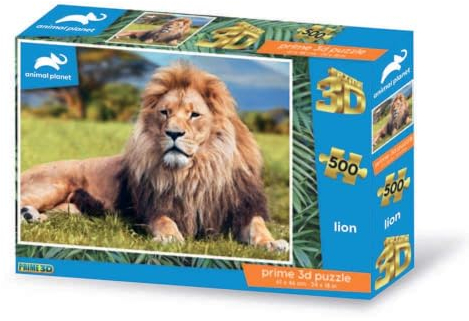 Grandi Giochi Discovery Leone Puzzle mit 500 Teilen und 3D-PU200000-Effekt, PU200000
