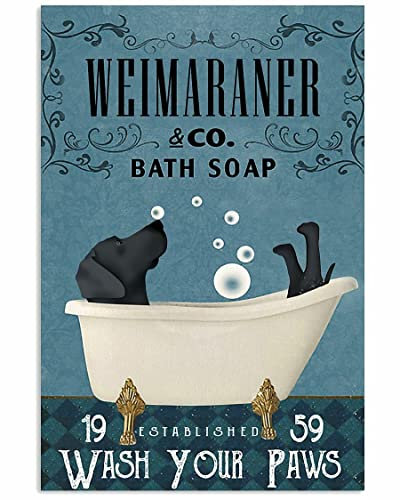 Weimaraner Bad Seife Co Schild Vintage Metallschild Blechschild Straße Garage Cafe Bar Bauernhof Wand Badezimmer Dekor 14 x 20 cm