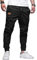 SOMTHRON Herren Elastische Taille Gürtel Baumwolle Jogging Sweat Hosen Plus Size Mode Lange Sports Cargo Hosen Shorts mit Taschen Joggers Activewear Hosen S-3XL (BL-S)