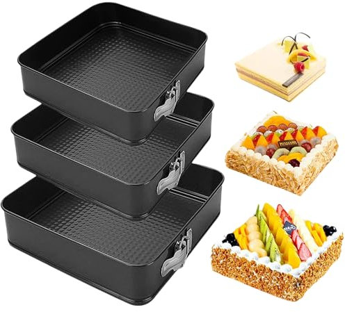 Molde Para Pasteles Desmontable Cuadrado, Revestimiento Antiadherente, A Prueba De Fugas, Fondo Extraíble, Para Tarta De Queso, Pizza, Pan, Herramienta Versátil Para Hornear Para Cocina(20/22/24)