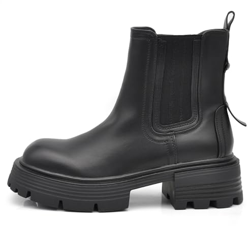 IF FASHION Stivali Stivaletti Anfibi Scarpe Chelsea da Donna Platform Con Zip XG102 Nero N.37