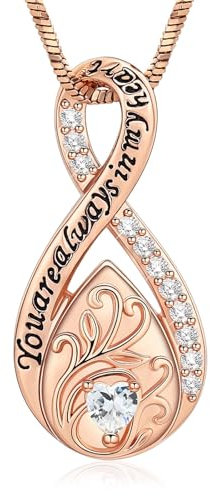 QGJNSGC Cremation Jewelry Infinity Teardrop Urn Necklace for Ashes for Women Always In My Heart Ashes Keepsake Pendant Memorial Jewellry (Rose-white)
