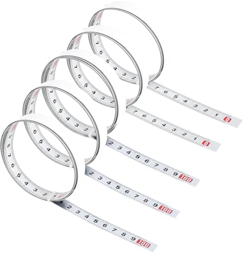 5 Stück Metrisches Metallmaßband Selbstklebend - 2×1m Maßband zum Aufkleben von links nach rechts, 2×1m von rechts nach links, 1×2m von der Mitte nach links und rechts