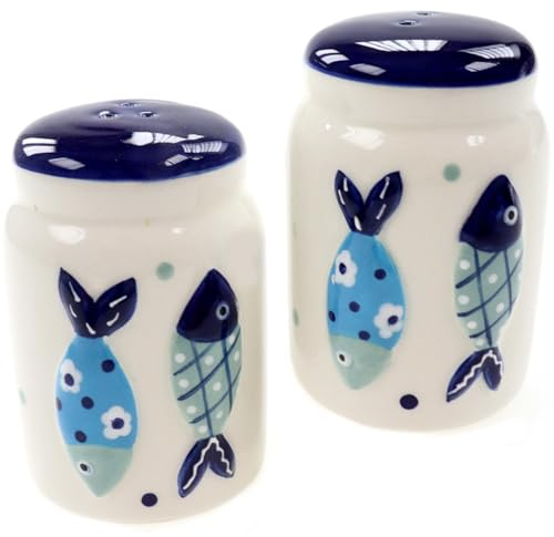 POMMERNTRAUM ® | SALZ + PFEFFERSTREUER Fische Meeresfische Keramik tolle maritime Dekoration