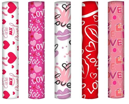 Valentinstag-Wärmeübertragungsdesign, handgefertigte DIY-Formen können sofort für Ihre Liebhabergrafiken verwendet werden. Valentinstag-Liebesdruck, liebendes Paar, 5 Stück 179tgdzx (Pink, One Size)