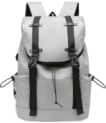 Mixroom - Zaino Cartella da Scuola Porta PC Uomo Donna Ragazzi Borsa per Computer Portatile Borsa Casual per Spesa Viaggio Custodia Laptop Notebook 15.6 Z35 Grigio chiaro