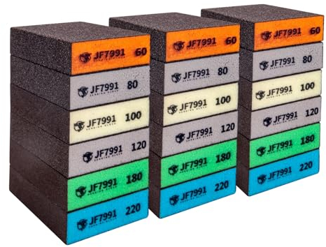 18 x schleifschwamm,schleifschwamm holz,schleifschwamm fein,schleifschwämme 6 Grits(60-80-100-120-180-220),schmirgelpapier holz,schmirgelpapier fein,schmirgelpapier metall