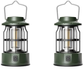 Xinlie 2 Piezas Lámpara de Camping LED a Pilas Luz de Carpa Ipx4 Resistente Al Agua Linterna Camping Lampara A Pilas Ipx4 Impermeable para Acampar Caminar Pescar Cortes de Energía y Más (Verde)