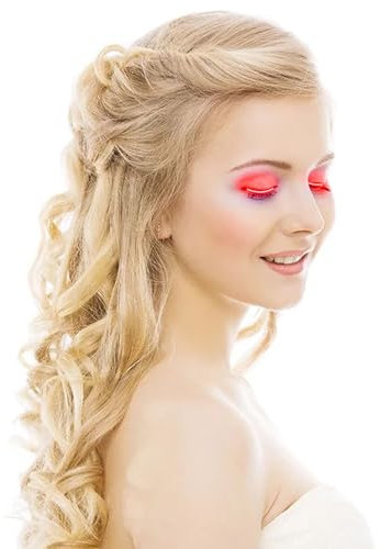 Faux-cils Lumineux LED, Eyeliner Brillant, Bande de Paupière Charmante pour Fête, Bars, Boîtes de Nuit, Halloween (rouge)
