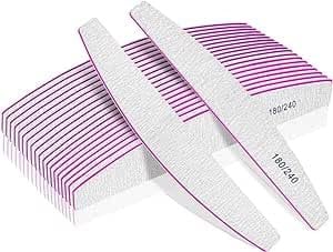 Professional Nail Files, Double Sided Emery Board for Nails 180/240 Grit, Coarse Washable Nail Files for Acrylic Nails & Natural Nails, 5 Pack Fine Grit Nail File