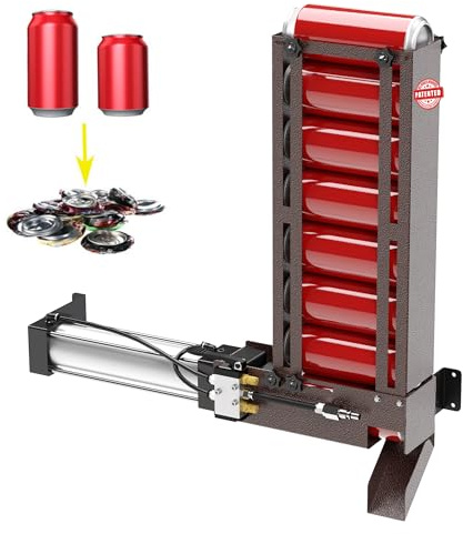 ATINY Pneumatic Can Crusher, Air Power Can Crusher Wall Mounted with Hopper, Soda Beer Aluminum Automatic Can Crusher 12oz 16oz,Eco-Friendly Recycling Tool (Bronze)