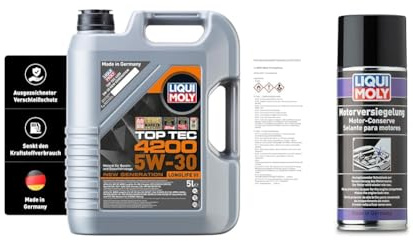 LIQUI MOLY Top Tec 4200 5W-30 New Generation | 5 L | Synthesetechnologie Motoröl | Art.-Nr.: 3707 & Motorversiegelung | 400 ml | Autopflege | Art.-Nr.: 3327
