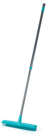 Beldray LA034184UFFEU7 Antibac Pet Plus Rubber Head Broom – Floor Carpet Cleaning Brush With Squeegee Wiper & Rubber Bristles, Remove Dog and Cat Hair, Telescopic Long Extendable Handle up to 1.2 M