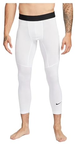 Nike Men's Pro Dri-FIT 3/4-Length Fitness Tights White/Black Medium