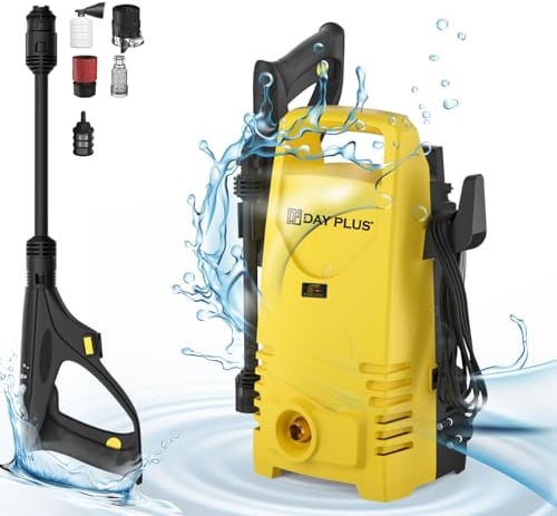 Idropulitrice ad Alta Pressione 1600W, 120bar, 380l/h Potente Idropulitrice Elettrica con Lancia Regolabile da 0 a 180°, Tubo Flessibile di 7m, per La Pulizia di Terrazze, Giardini o Auto