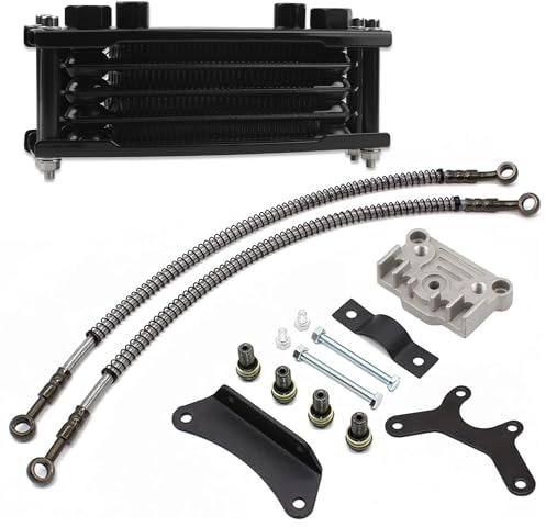 PowerMotor Refrigeratore olio motore universale per moto, kit di ricambio per 70 ccm 110 ccm 125 ccm 140 ccm 150 cc Dirt Bike Pit Bike Motocross – Nero