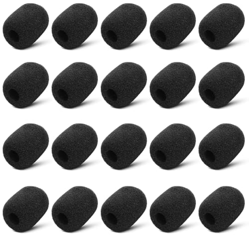20 Pezzi Spugna Microfono,Operchi Per Microfono In Schiuma, Protezioni Microfoni Cuffie, Antivento, Antirumore, per Aula, Sala Conferenze, Interviste ai Notiziari, Performance Sul Palco,Nero